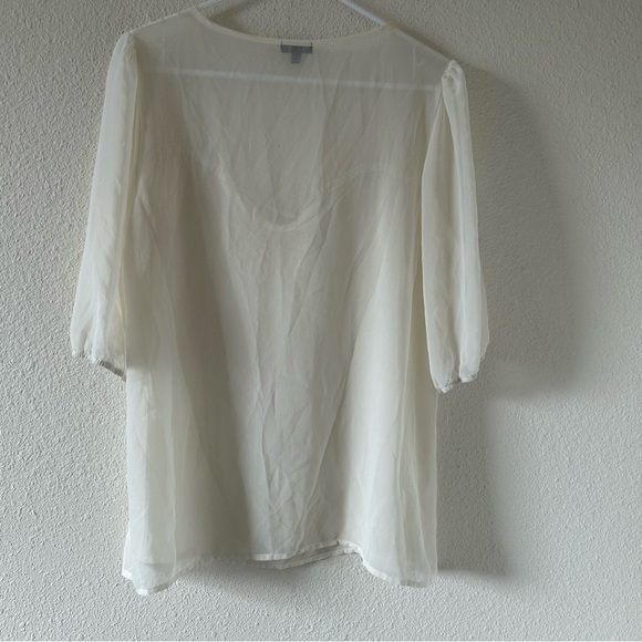 Lily Rose Women’s Sheer Blouse XL Ivory bell Sleeves Peasant Fairy Dainty - Picture 9 of 12